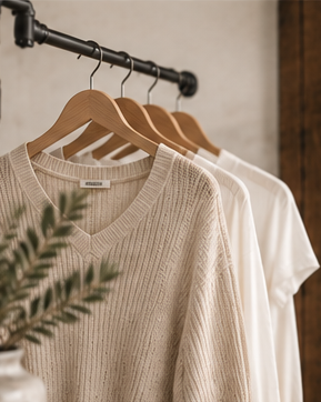 Neutral tops in The Clothing Loft warm modern boutique style