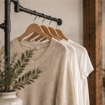Neutral tops in The Clothing Loft warm modern boutique style